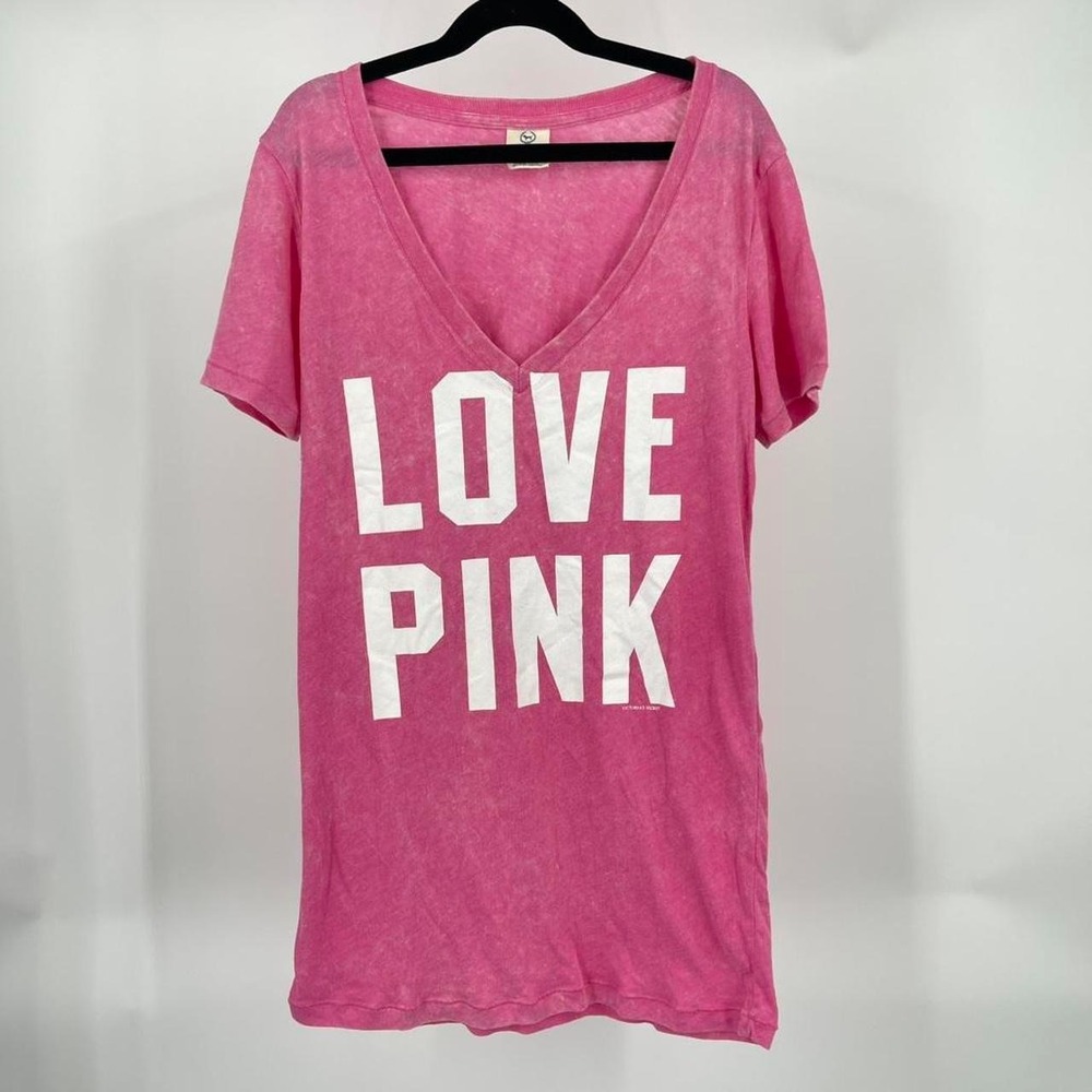 Y2K Victoria's Secret Pink Shirt V Neck Love Pink Rare XS Oversized Girly Preppy